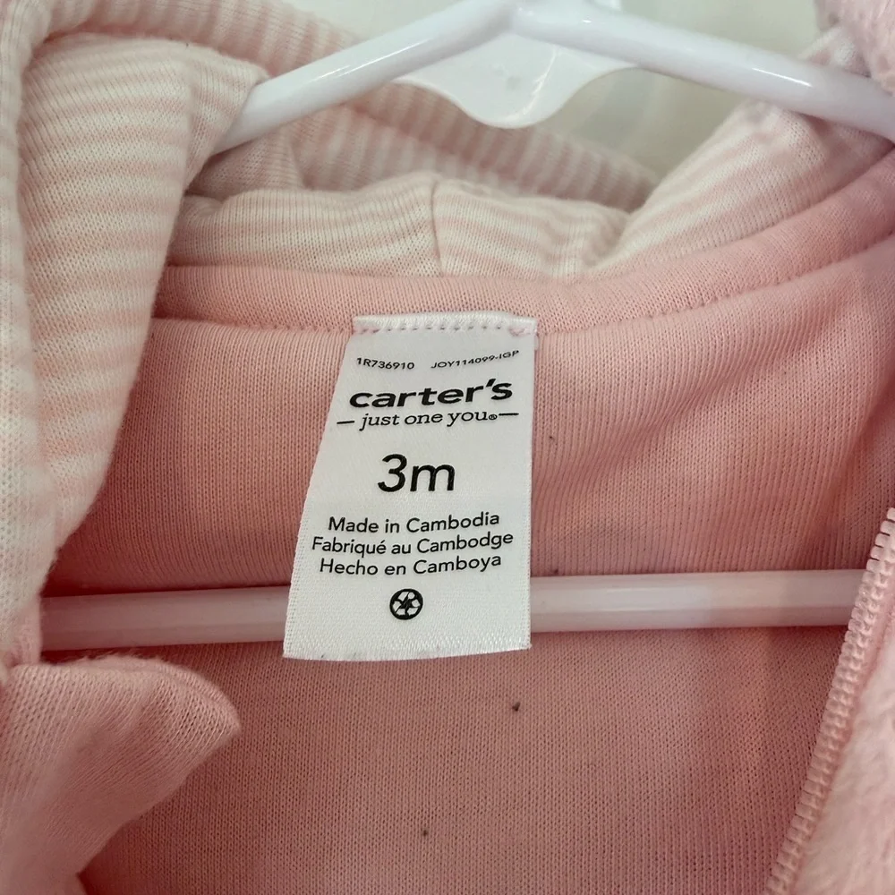 Carter's Light Pink Plush Hooded Footed One-Piece